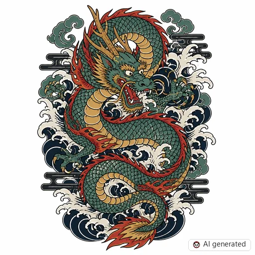 Drache-Tattoo-Entwurf im Stil Japanisch (Irezumi)
