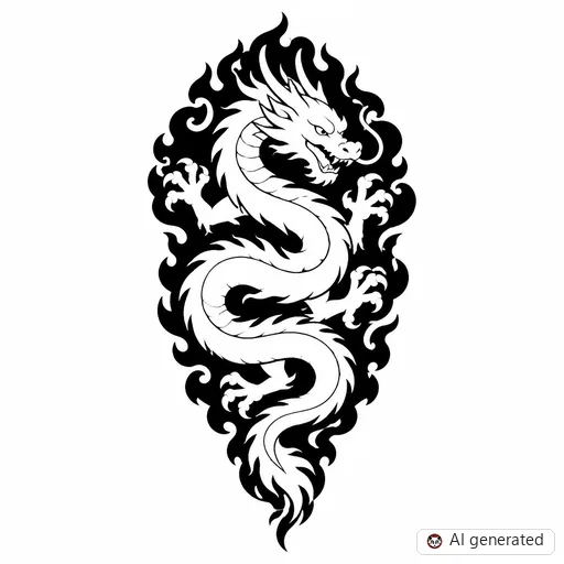Drache-Tattoo-Entwurf im Stil Negative Space