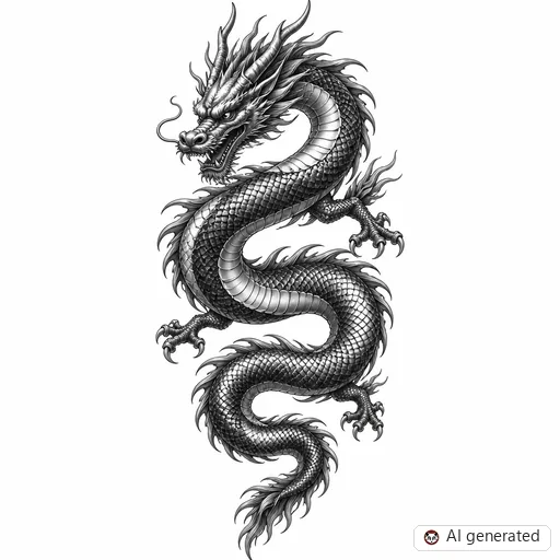Dragon tattoo design in Realism style