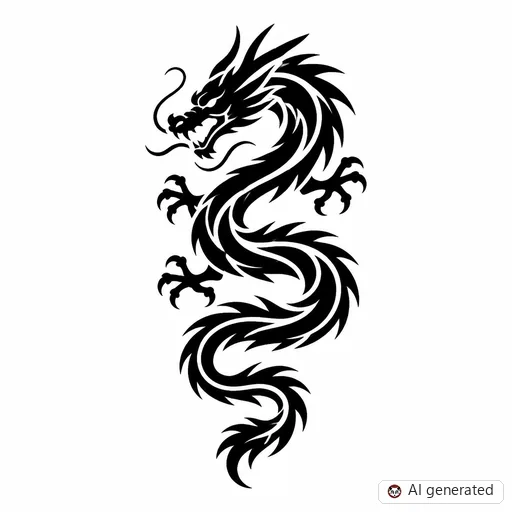 Dragon tattoo design in Tribal style