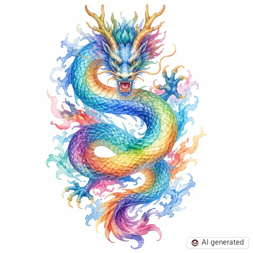 Dragon tattoo design in Watercolor style