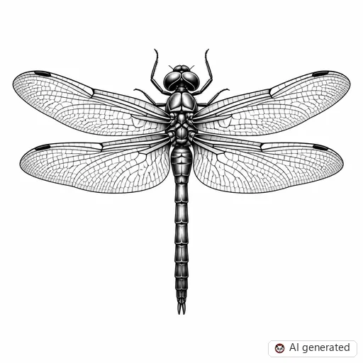 Dragonfly tattoo design in Black & Grey style