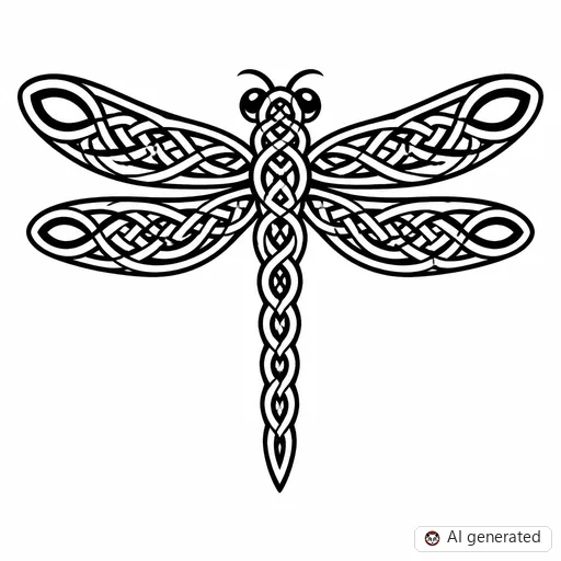 Disegno di tatuaggio Libellula in stile Celtico