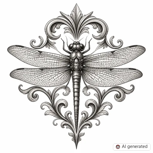 Libelle-Tattoo-Entwurf im Stil Chicano