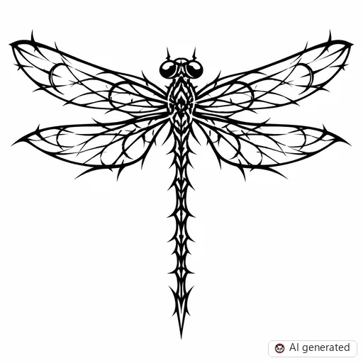 Dragonfly tattoo design in Cybersigilism style
