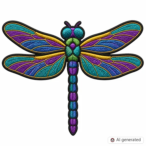 Diseño de tatuaje de Libélula en estilo Bordado