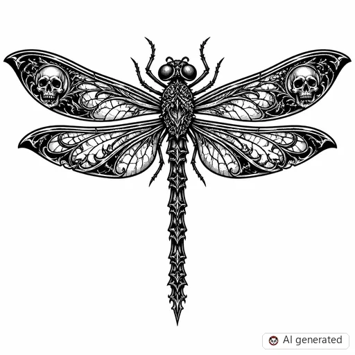 Disegno di tatuaggio Libellula in stile Gothic