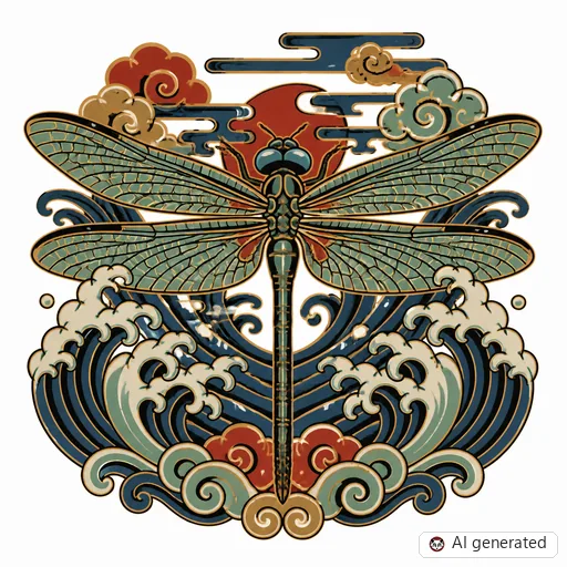 Libelle-Tattoo-Entwurf im Stil Japanisch (Irezumi)