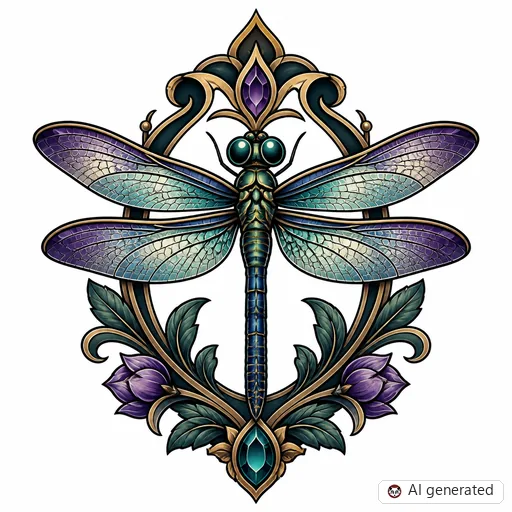 Libelle-Tattoo-Entwurf im Stil Neo-Traditional