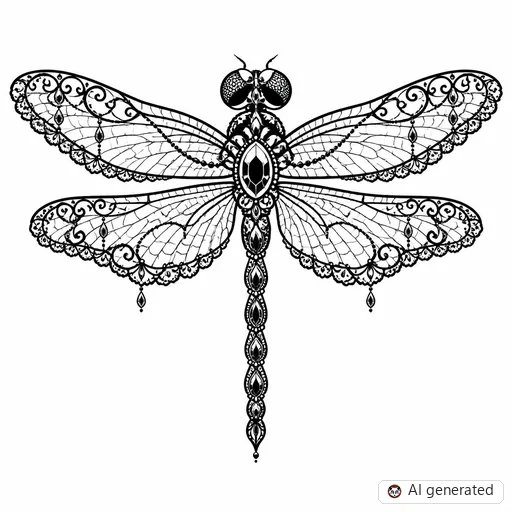 Dragonfly tattoo design in Ornamental style