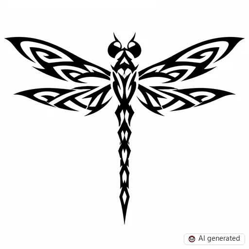 Dragonfly tattoo design in Tribal style