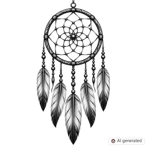 Dreamcatcher tattoo design in Black & Grey style