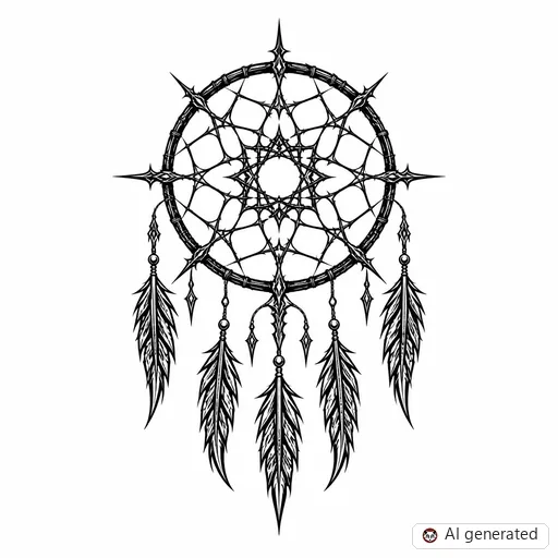 Dreamcatcher tattoo design in Cybersigilism style