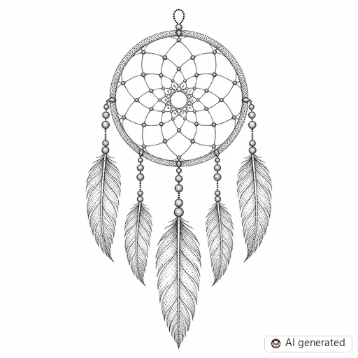 Dreamcatcher tattoo design in Dotwork style