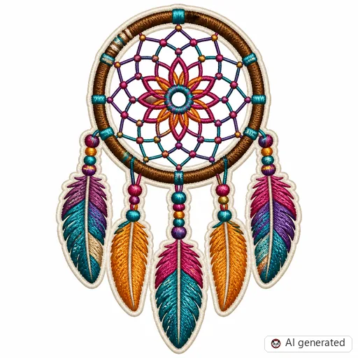 Diseño de tatuaje de Atrapasueños en estilo Bordado