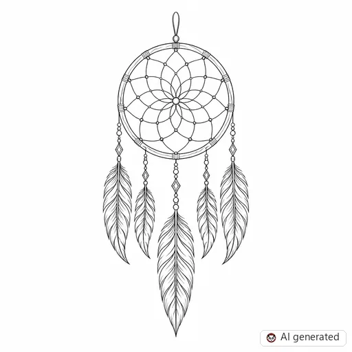 Dreamcatcher tattoo design in Fine-Line style