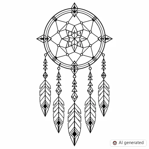 Dreamcatcher tattoo design in Geometric style