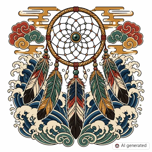 Traumfänger-Tattoo-Entwurf im Stil Japanisch (Irezumi)