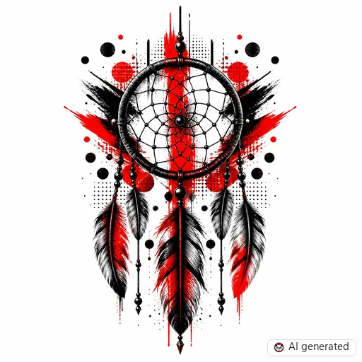 Dreamcatcher tattoo design in Trash Polka style