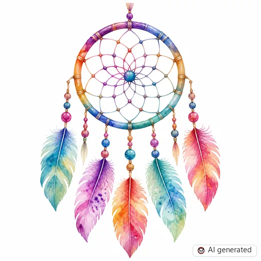 Dreamcatcher tattoo design in Watercolor style