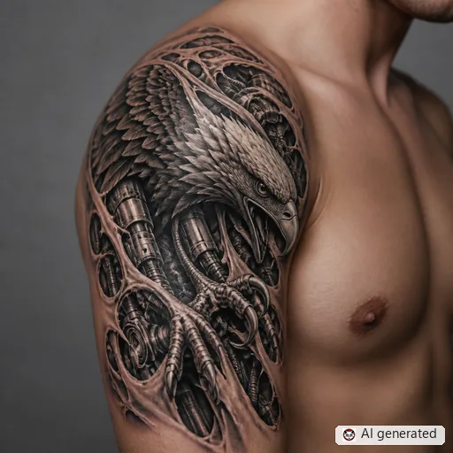 Eagle tattoo design in Biomechanical style