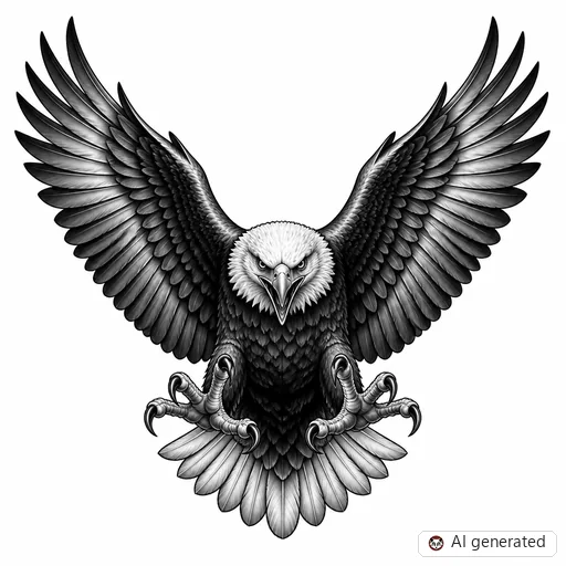 Eagle tattoo design in Black & Grey style