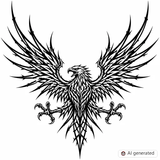 Eagle tattoo design in Cybersigilism style