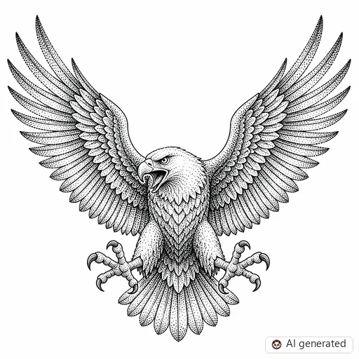 Eagle tattoo design in Dotwork style