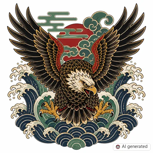 Adler-Tattoo-Entwurf im Stil Japanisch (Irezumi)