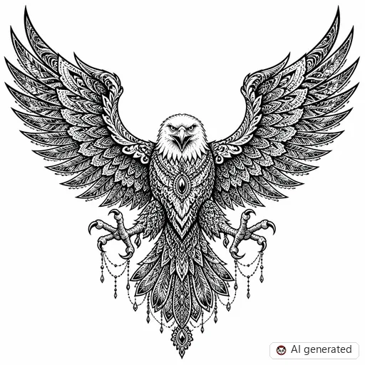 Eagle tattoo design in Ornamental style