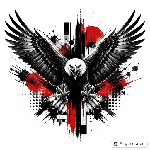 Eagle tattoo design in Trash Polka style