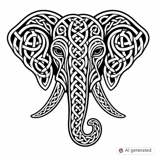 Disegno di tatuaggio Elefante in stile Celtico