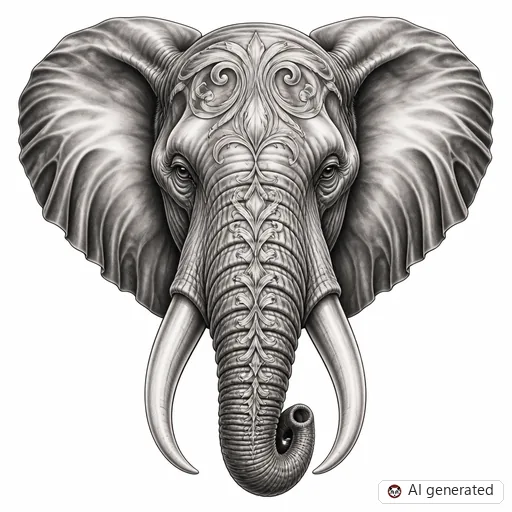 Elefant-Tattoo-Entwurf im Stil Chicano
