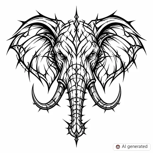 Elephant tattoo design in Cybersigilism style