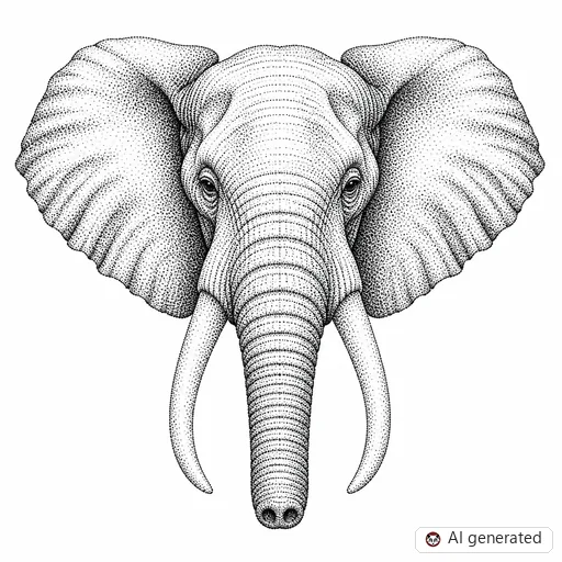 Elephant tattoo design in Dotwork style