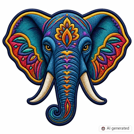 Diseño de tatuaje de Elefante en estilo Bordado