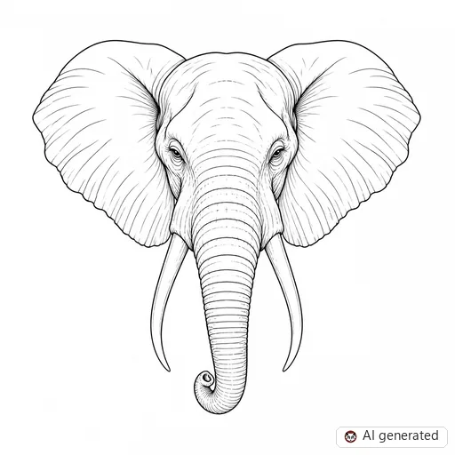 Elephant tattoo design in Fine-Line style
