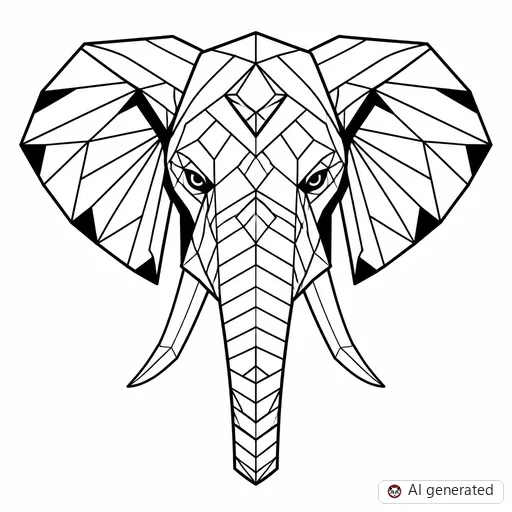 Elephant tattoo design in Geometric style