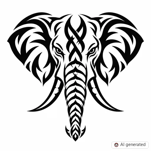 Elephant tattoo design in Tribal style