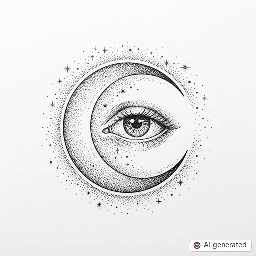 Dotworkスタイルの目タトゥーデザイン