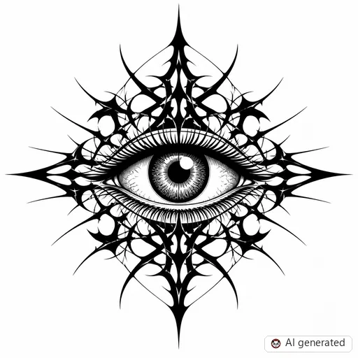 Eye tattoo design in Cybersigilism style