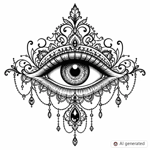 Eye tattoo design in Ornamental style