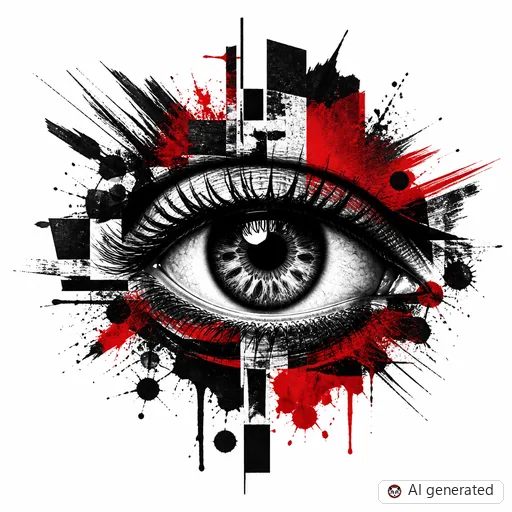Eye tattoo design in Trash Polka style