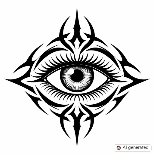 Eye tattoo design in Tribal style