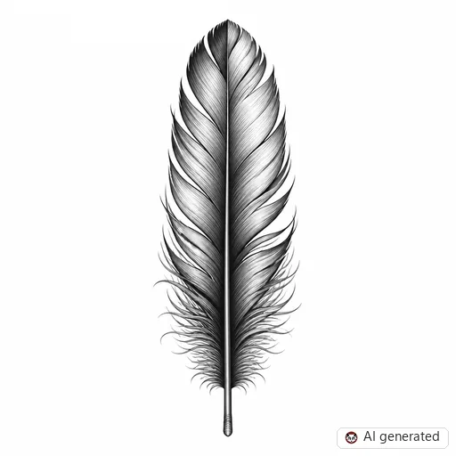 Feather tattoo design in Black & Grey style