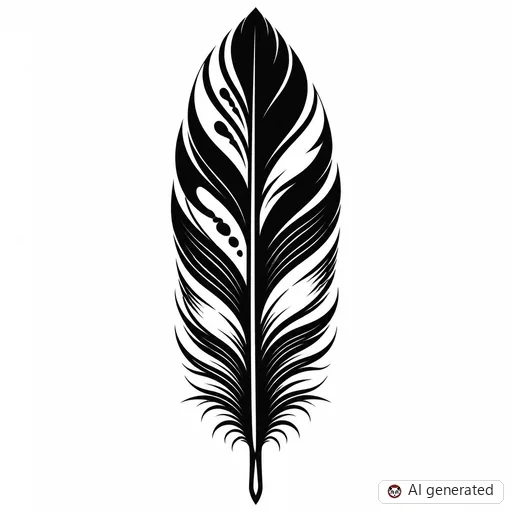 Feather tattoo design in Blackwork style