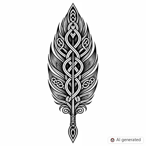 Disegno di tatuaggio Piuma in stile Celtico