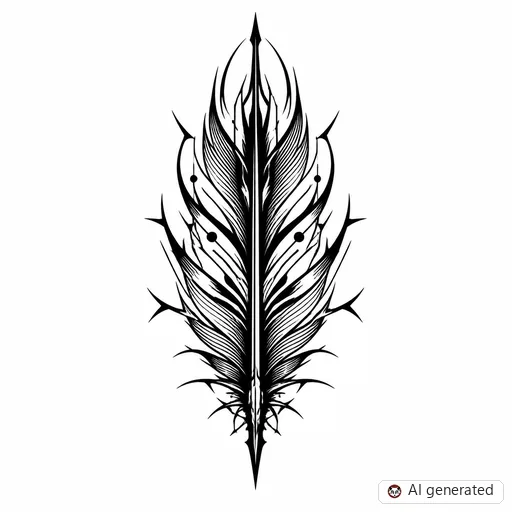 Feather tattoo design in Cybersigilism style