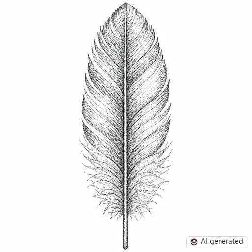 Feather tattoo design in Dotwork style