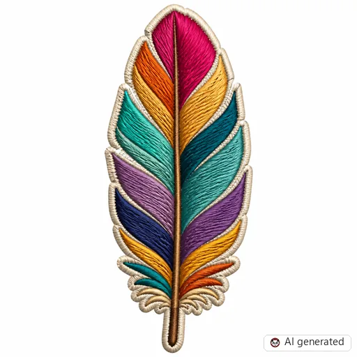 Diseño de tatuaje de Pluma en estilo Bordado